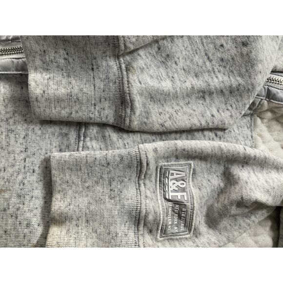 Abercrombie & Fitch Hoodie Womens White And Gray Large Full Zip Fleece - Picture 12 of 13